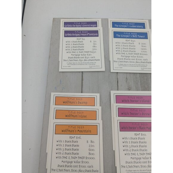 Vintage Monopoly Scooby-Doo Ed Game Replacement Property Cards Complete - Picture 4 of 9